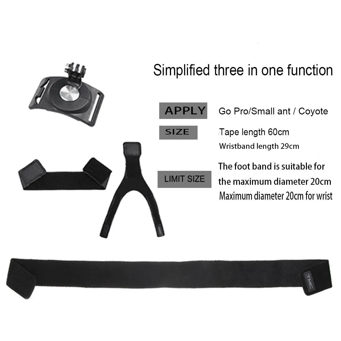 360 Degree Rotation Mount for Gopro Insta360 Dji Action Cameras - 3-in-1 Straps for Hand Wrist Arm Leg