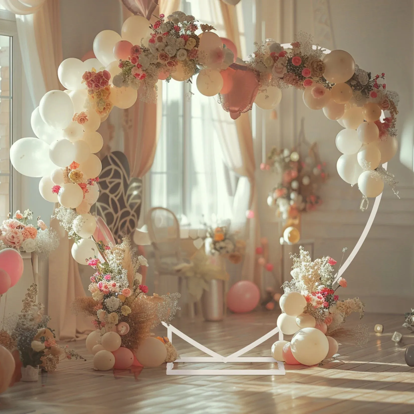 7.2Ft Heart Shaped Wedding Arch Stand Heavy Duty Metal Frame For Party