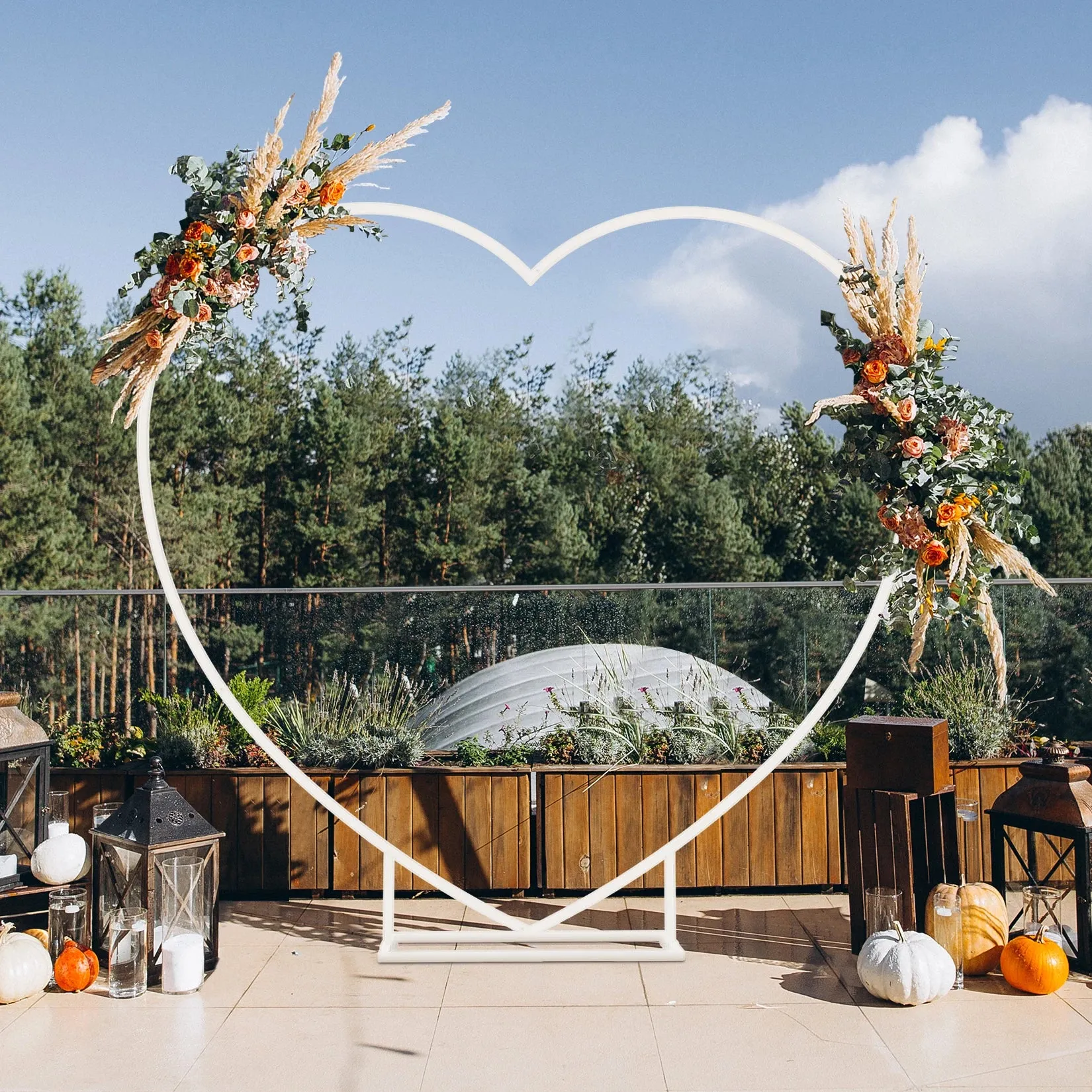 7.2Ft Heart Shaped Wedding Arch Stand Heavy Duty Metal Frame For Party