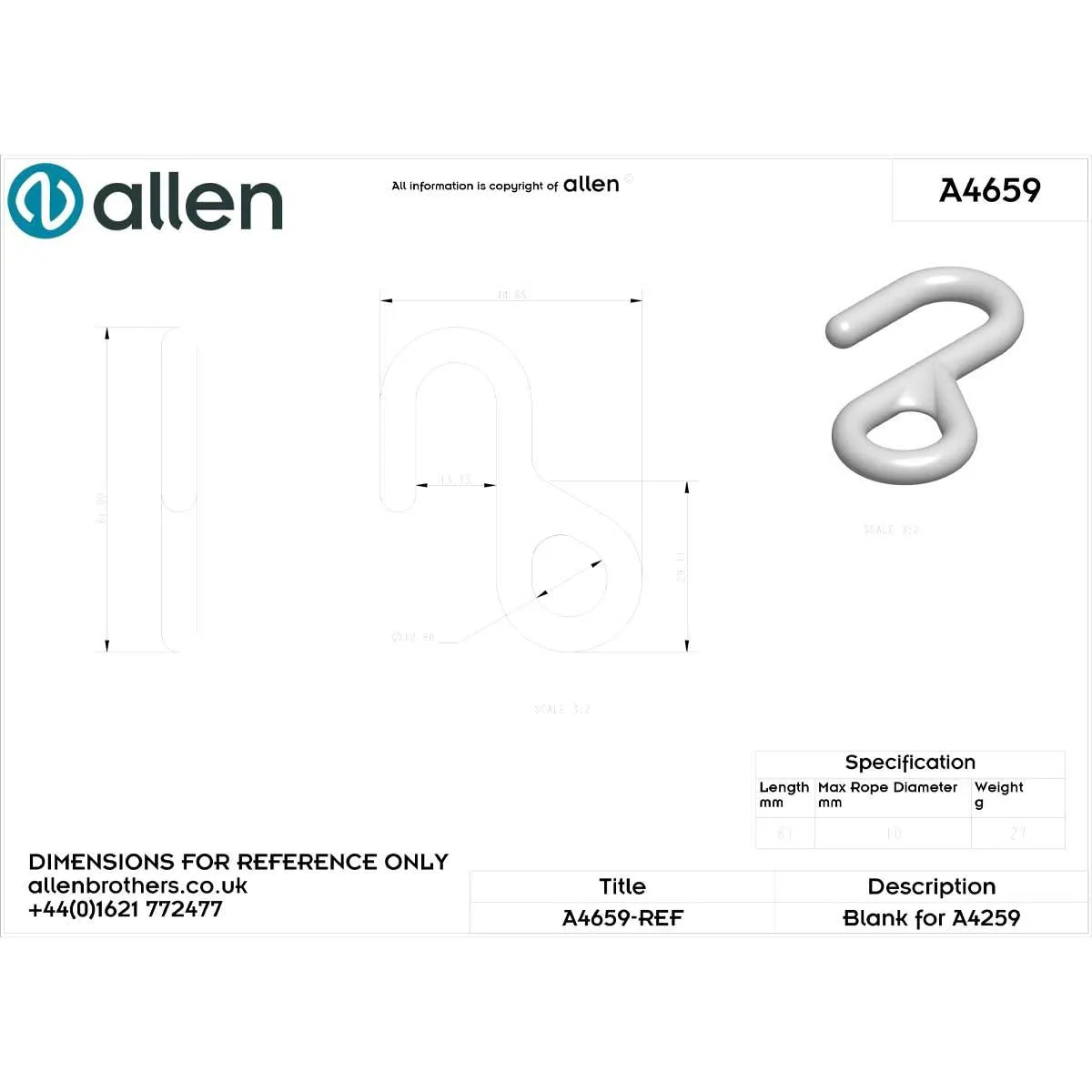 Allen Stainless Steel Welded S Hook
