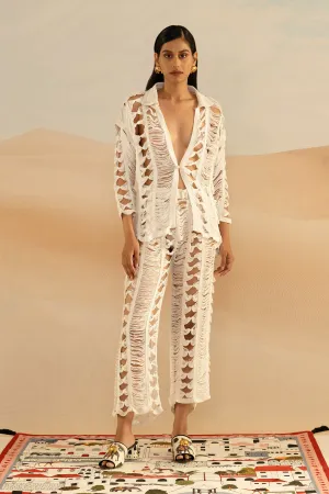 Ivory Ladder Knit Trousers
