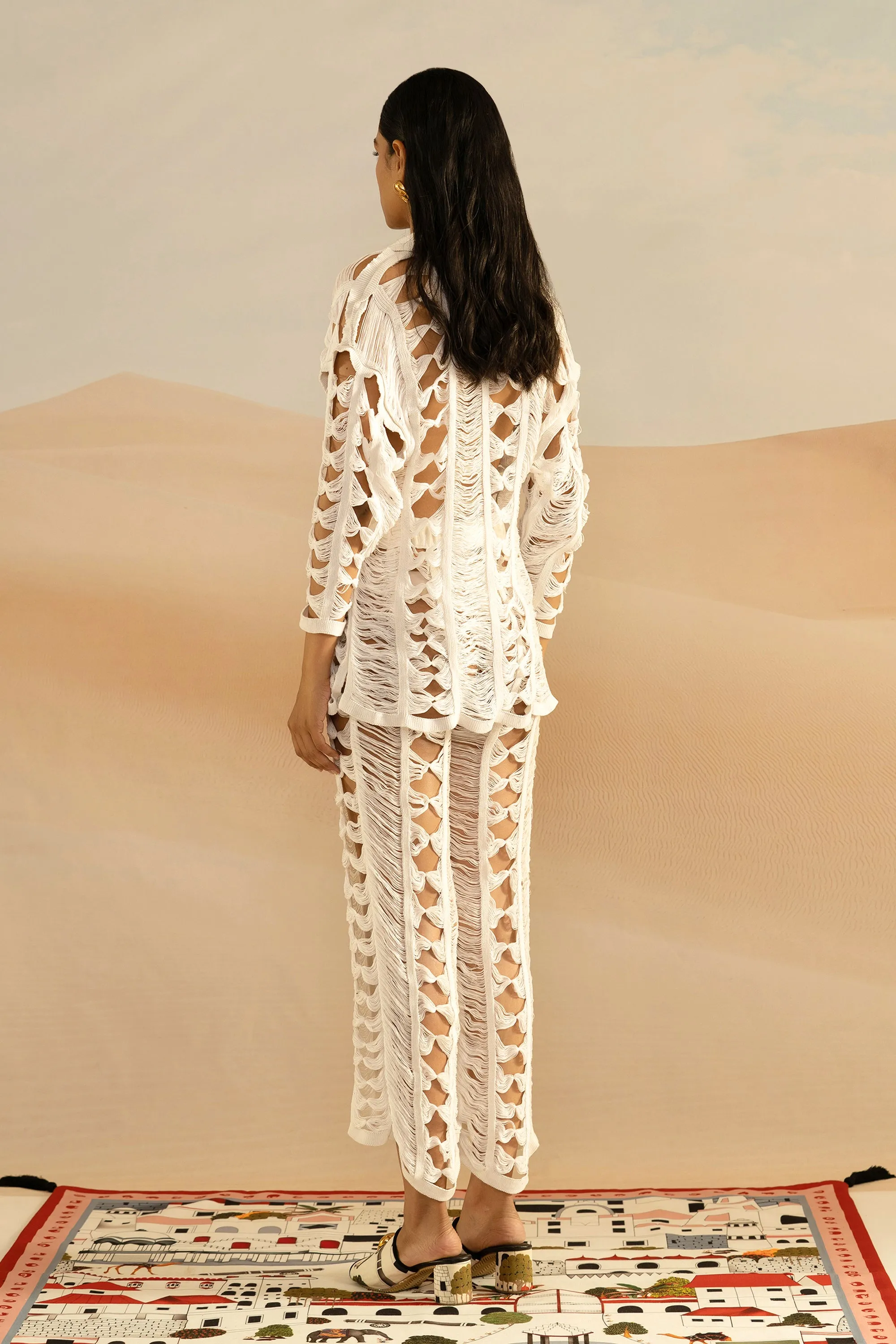 Ivory Ladder Knit Trousers